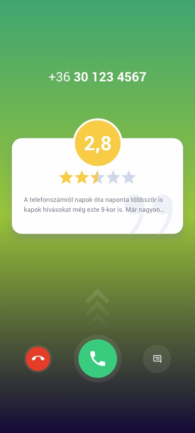 Felugró ablak bejövő hívás esetén